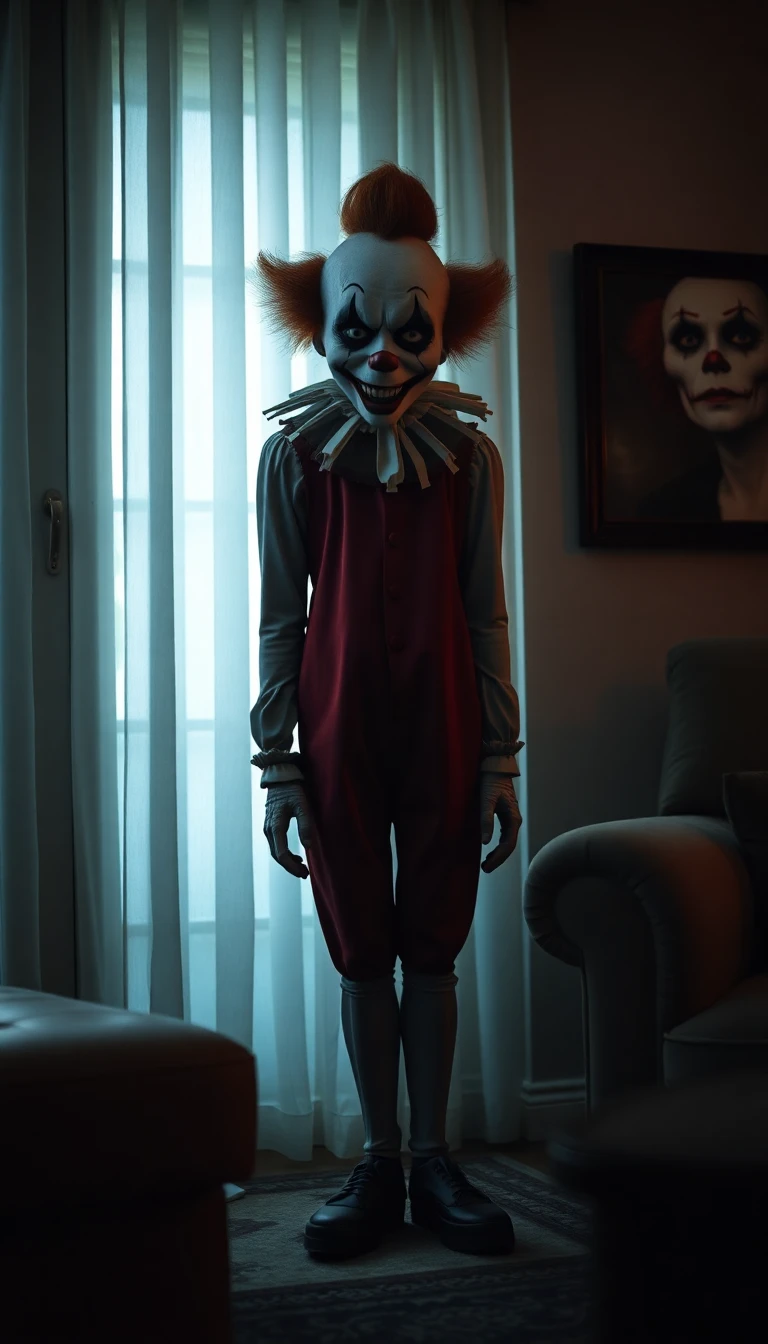 Creepy clown statue