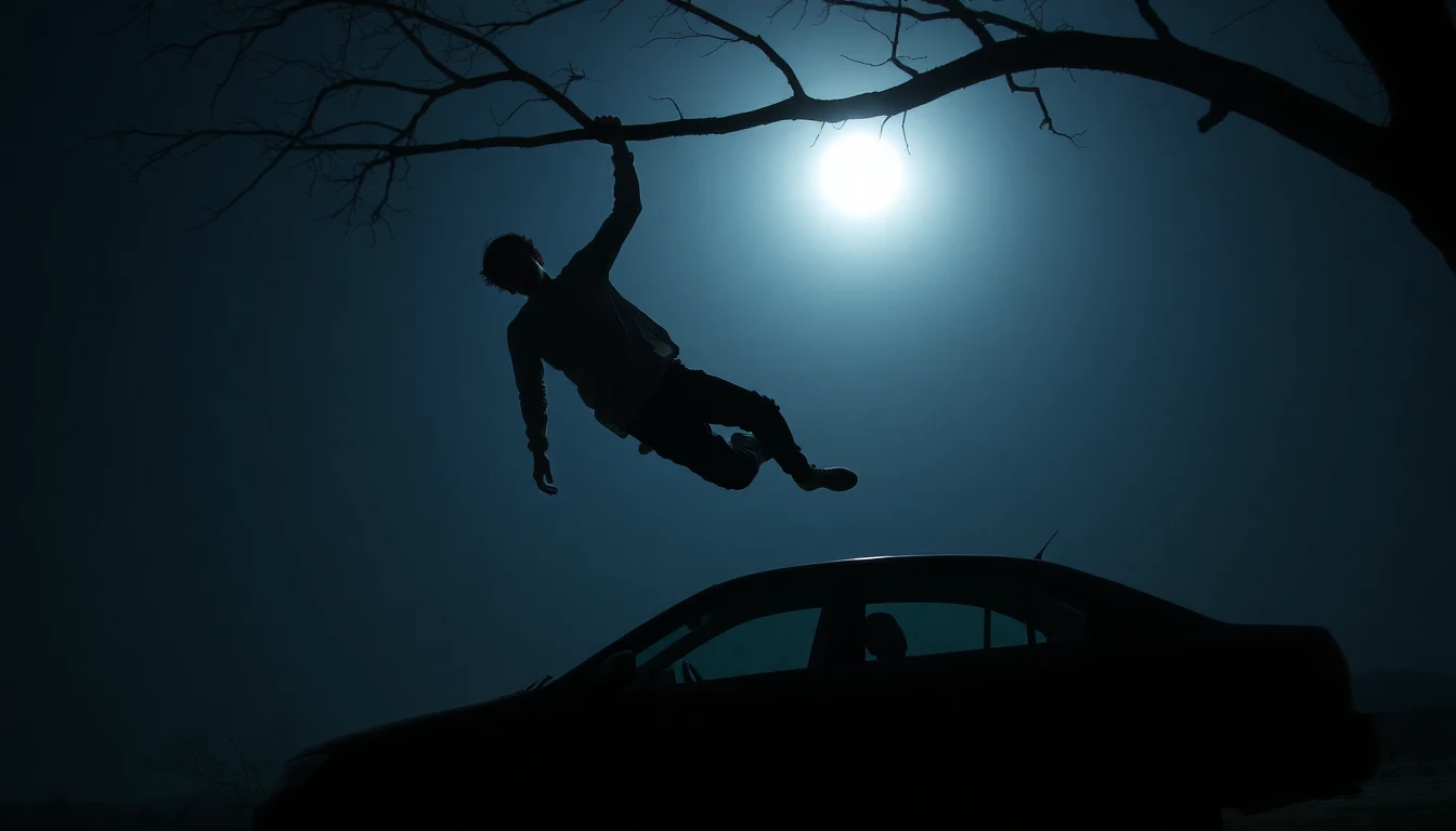 Ghostly figure hanging from tree