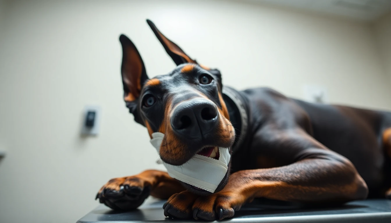 Dog at veterinary clinic